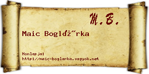 Maic Boglárka névjegykártya